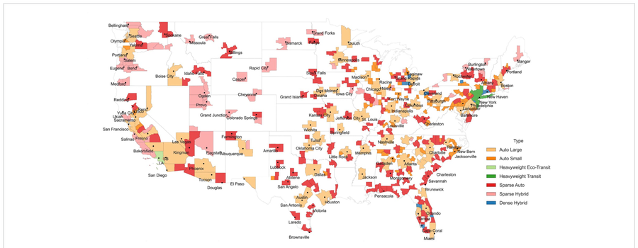 Figure from Typology of US metropolitan areas illuminates per-capita mobile greenhouse gas emissions impacts and informs mitigation strategies